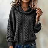 Women's cable-knit turtleneck jumper - Soft and retro