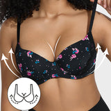 Deep V Lace Trim Full Coverage Push-Up Bra