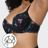 Deep V Lace Trim Full Coverage Push-Up Bra