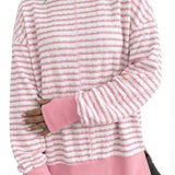 Striped women's sweater with side slits - Casual and soft