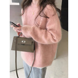 Luxurious Oversized Women's Pullover – Loose-Fitting Sweater in Mohair Blend
