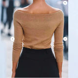 Women's off-the-shoulder knit sweater - Soft and modern