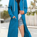 Multicoloured Oversized Women's Cardigan with Zip and Soft Hood
