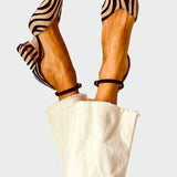 Zoya | Striped high-heeled shoes with a ribbon