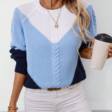Women's cable-knit colour-block sweater - Soft and colourful