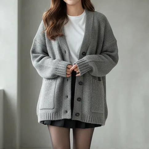 Women's Korean-style knit cardigan - Soft and trendy