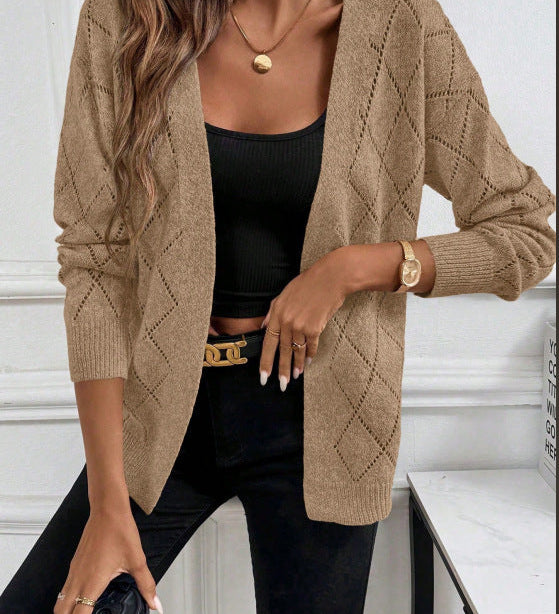 Women’s openwork long-sleeve cardigan - Lightweight and elegant