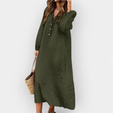 Elara | Elegant linen dress with a flowing silhouette
