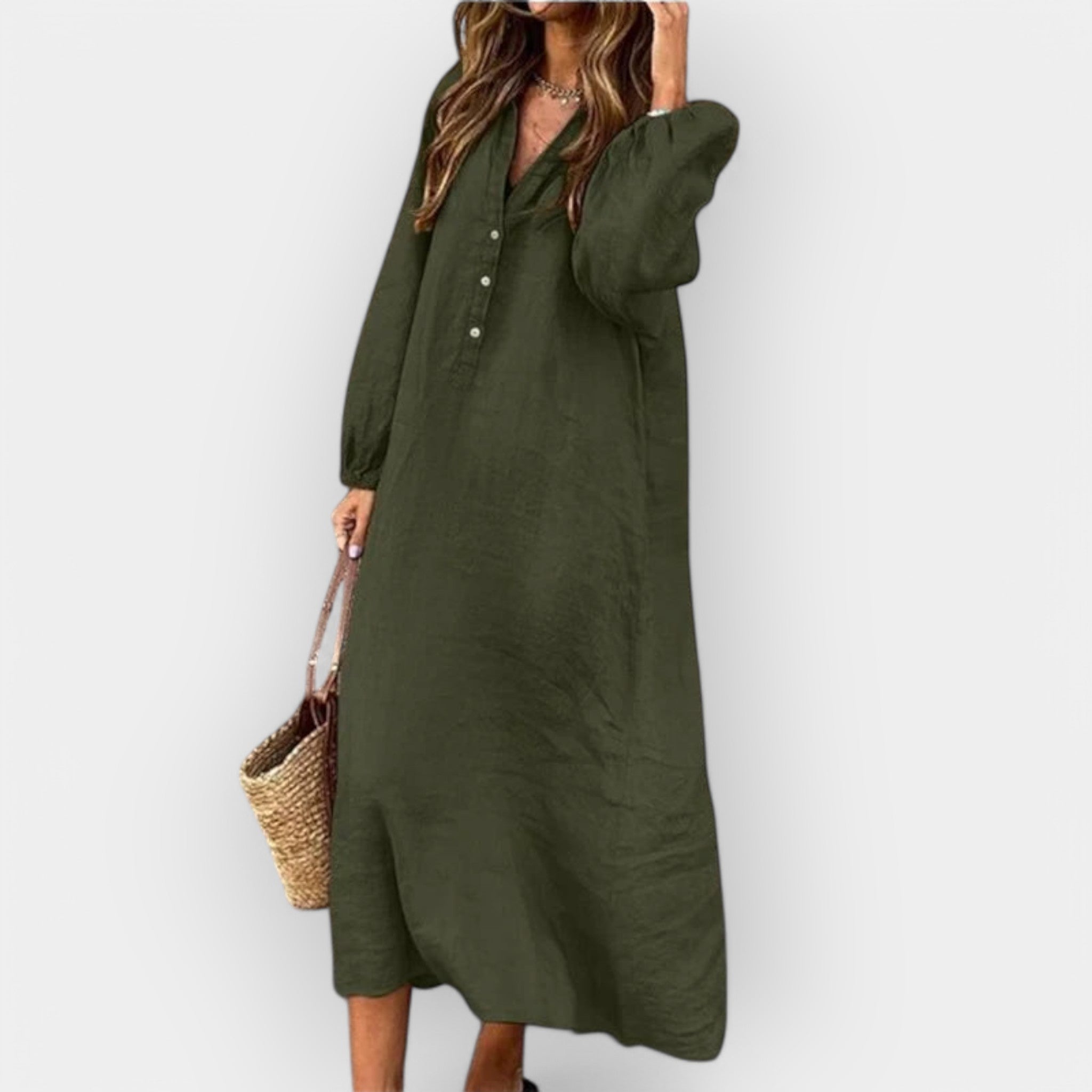 Elara | Elegant linen dress with a flowing silhouette