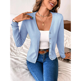 Elegant fitted V-neck vest for women – Buttoned knits