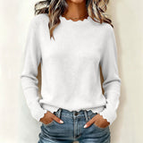 Women's solid-colour long-sleeve sweater - Soft and comfortable