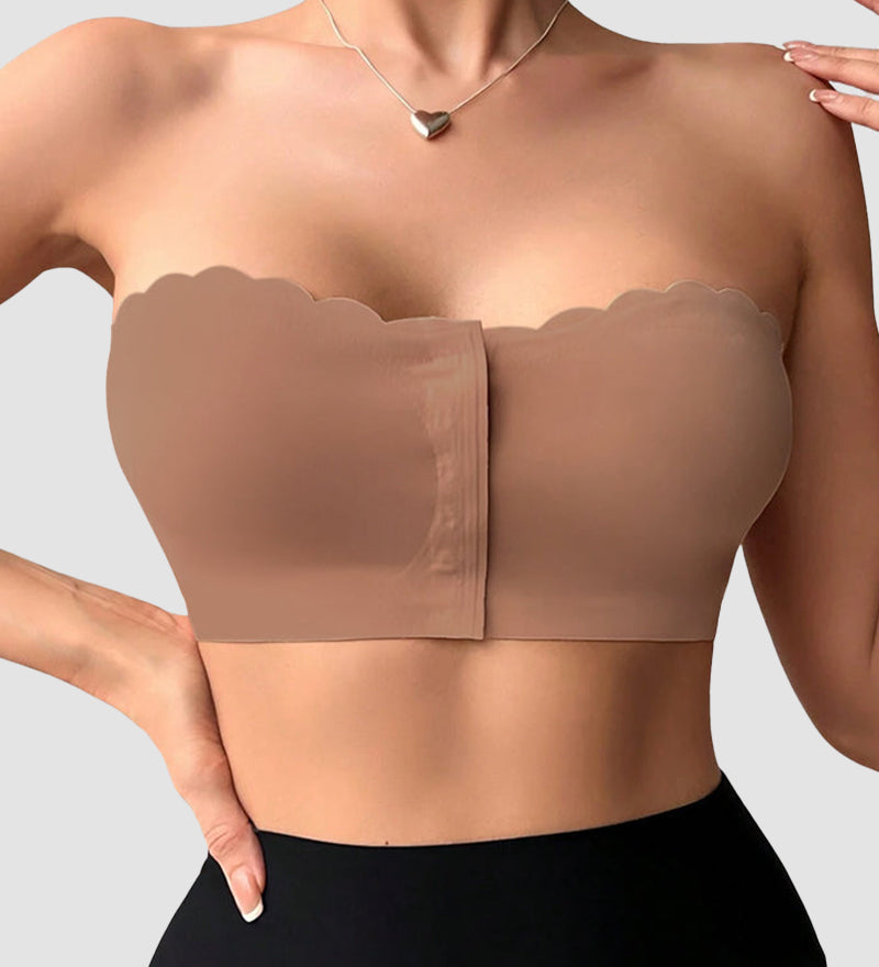 Strapless Front Closure Leopard Print Bra