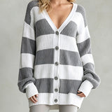 Women's striped knit coatigan - Soft and comfortable