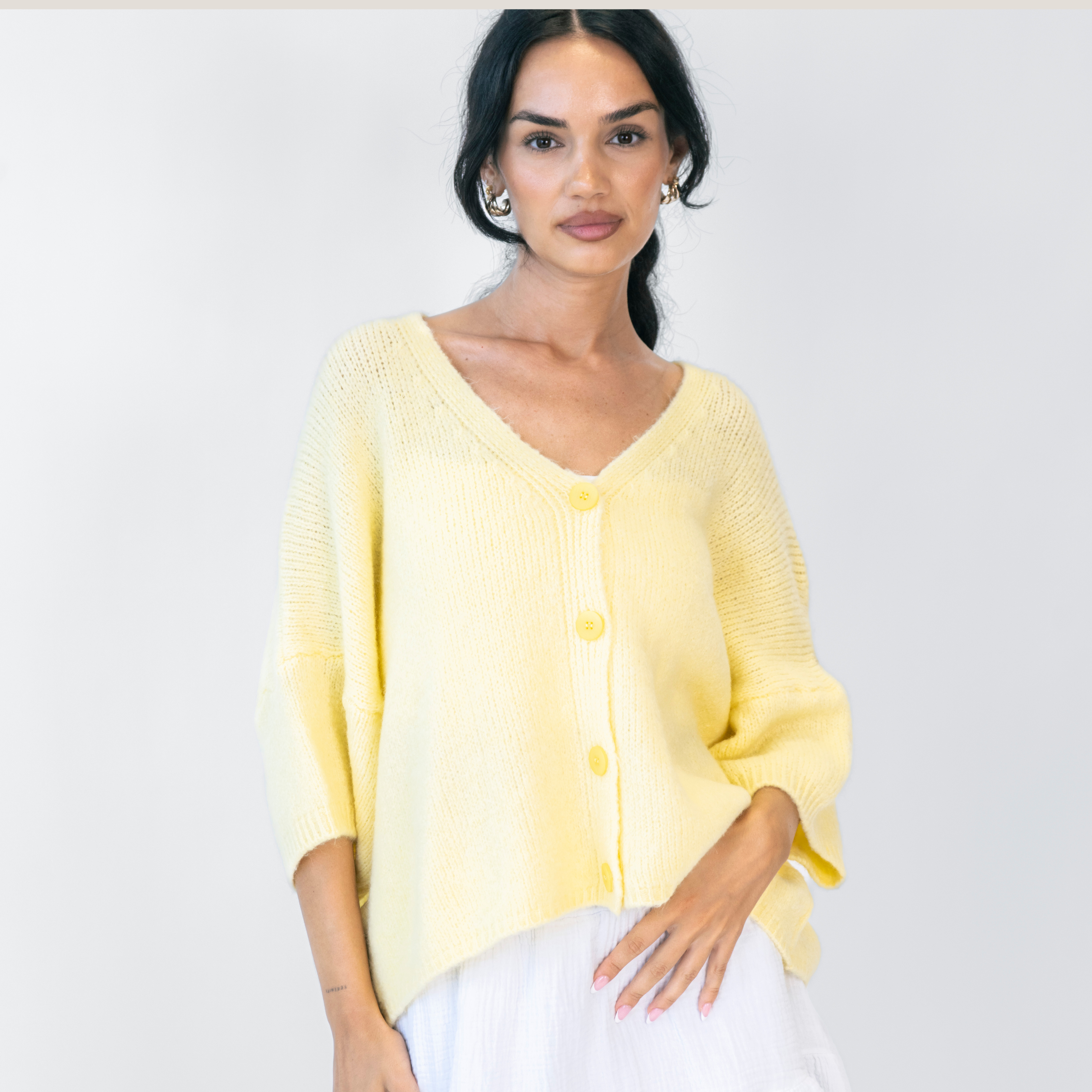 Oversized Cardigan with 3/4 Sleeves