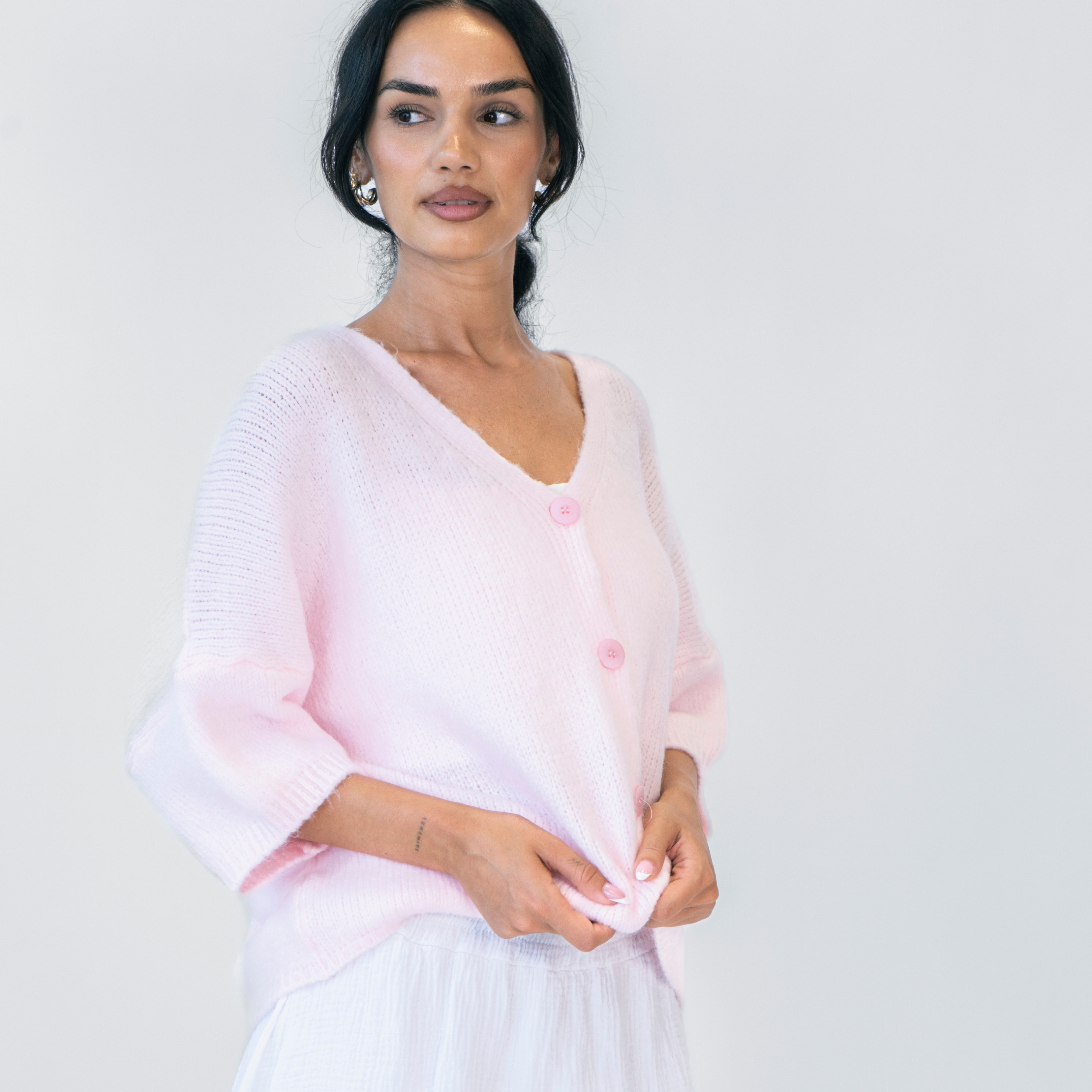 Oversized Cardigan with 3/4 Sleeves