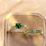 Duo Ring Set with Emerald in Gold