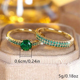 Duo Ring Set with Emerald in Gold