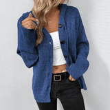 Knitted Hooded Vest Cardigan for Women – Casual V-Neck Buttoned Long Sleeves