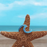 Wavy Silver Ring with Blue Opal