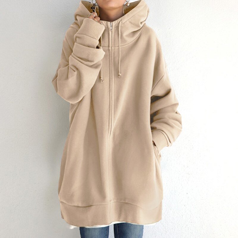 Comfortable winter pullover for women with oversized hood – Warm and stylish hooded pullover