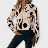 Joana | Elegant Long-Sleeved Blouse with Deep V-Neck