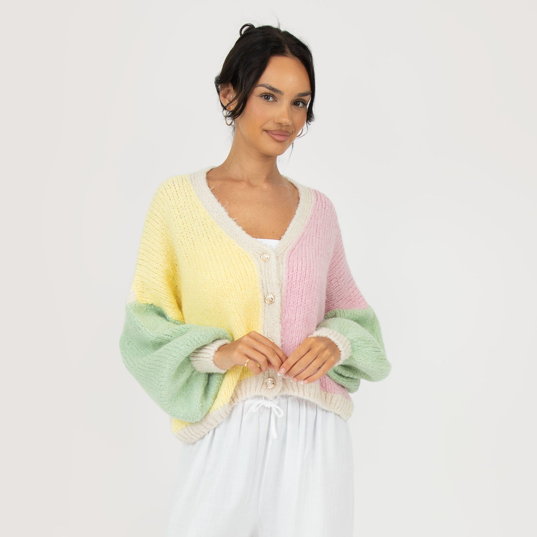 Pastel Velvet Oversized Cardigan