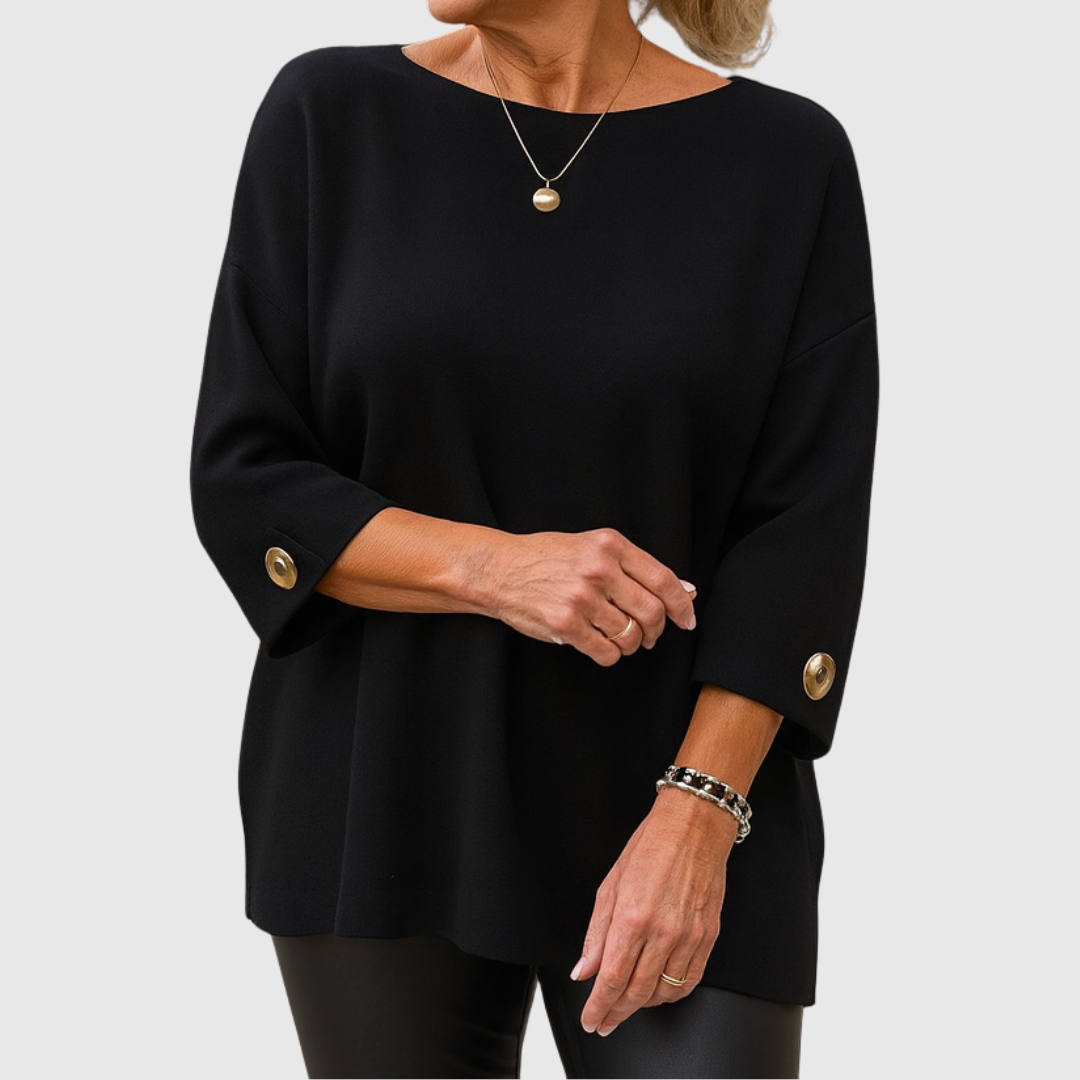 Women's Mid-Length Sleeve Sweater with Round Neck – Soft and Elegant Knitted Sweater