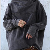 Women’s Hooded Sweatshirt with a Washed Denim Effect – Relaxed and Modern