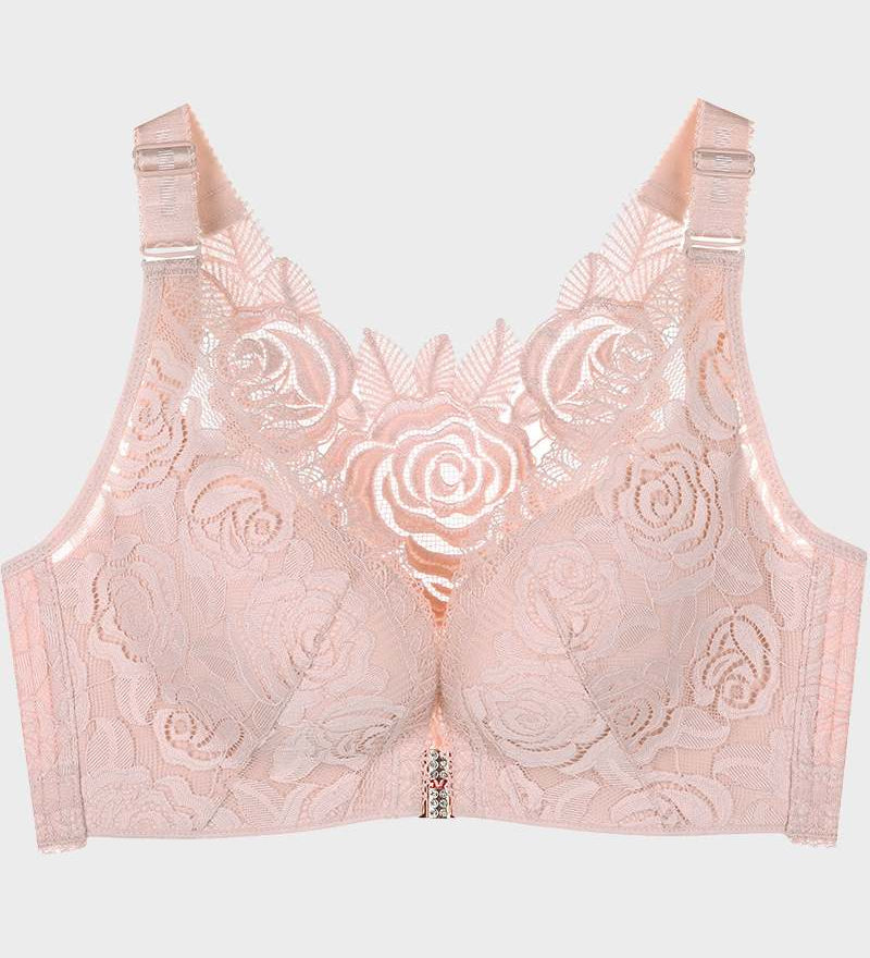 Rose Embroidery Front Closure Bra
