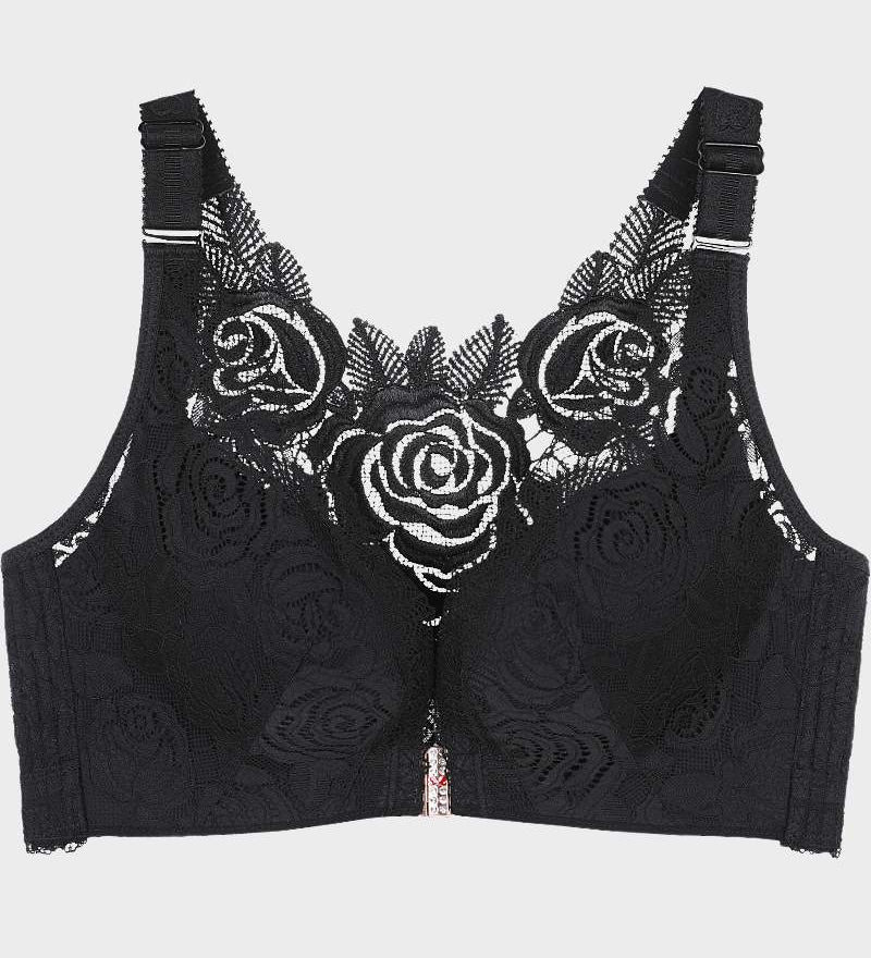 Rose Embroidery Front Closure Bra