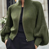 Women's fuzzy lantern-sleeve sweater - Soft and textured