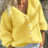 Buttoned women's sweater cardigan - Simple and soft
