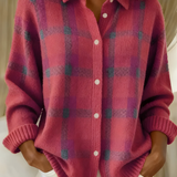 Soft Checked Women's Cardigan – Elegant and Comfortable Knitted Plaid