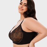 Leaf Pattern Lace Full Coverage Unlined Push Up Bra