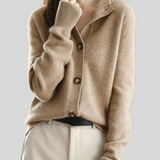 Women's Wool Blend Cardigan – Soft Knit with V-Neck and Front Buttons