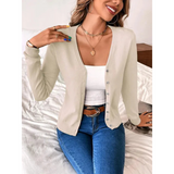 Elegant fitted V-neck vest for women – Buttoned knits