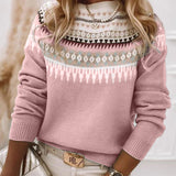 Elegant round-neck sweater for women – Comfortable knitted sweater