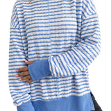 Striped women's sweater with side slits - Casual and soft