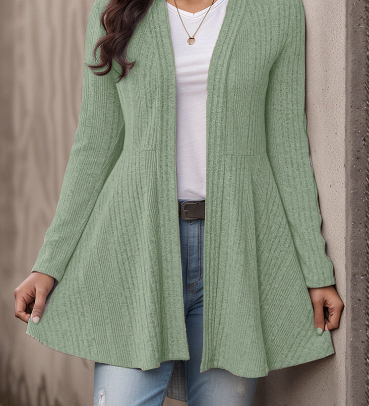 Women's Striped Brushed-Knit Cardigan – A Casual, Soft, and Comfortable Design, Ideal for Everyday Layering