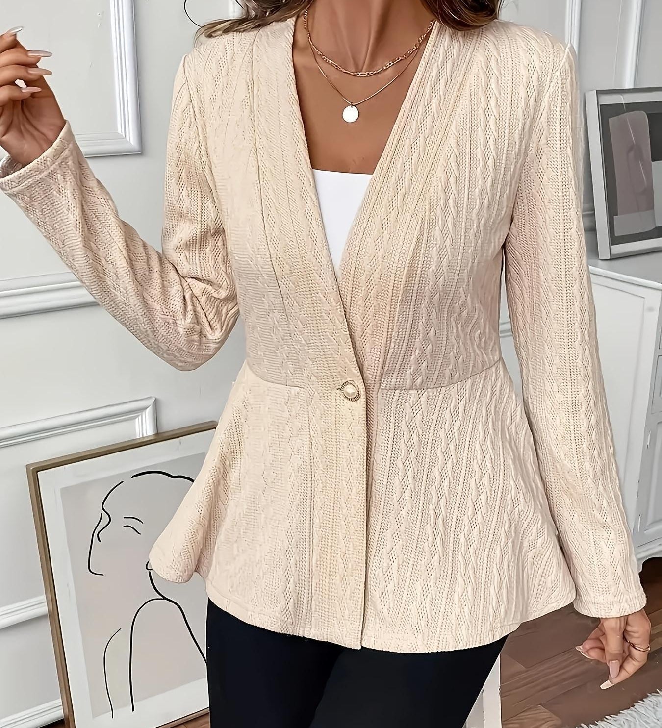Women's One-Button Solid Knit Cardigan – A Comfortable and Elegant Design, Ideal for Everyday Layering