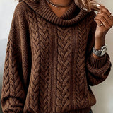 Women's cable-knit turtleneck jumper - Soft and retro
