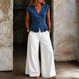 Isobel | V-Neck Denim Top