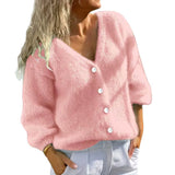 Buttoned women's sweater cardigan - Simple and soft