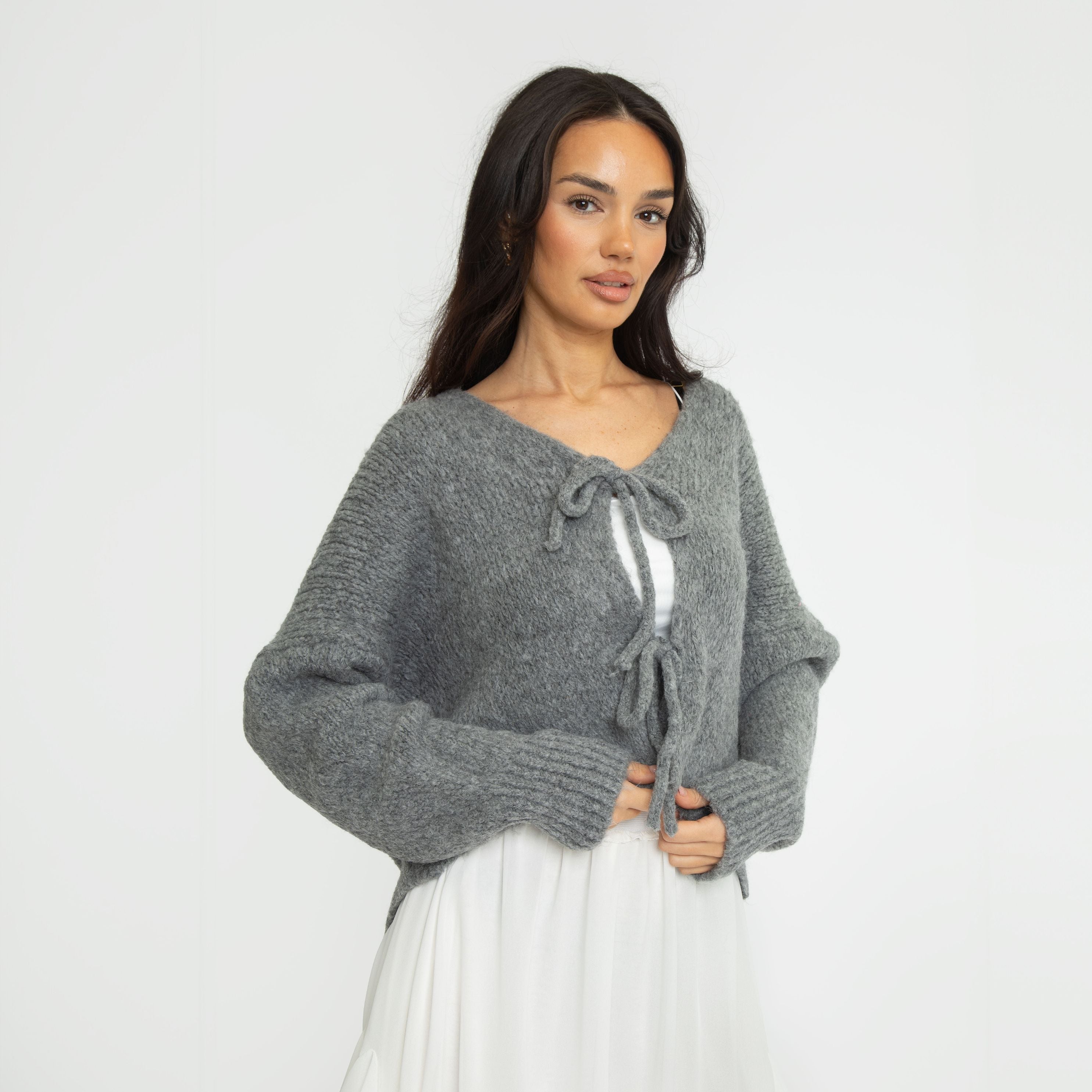 V-Neck Bow Cardigan