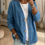 Women's casual button-up denim cardigan – An elegant, relaxed style, ideal for layering every day