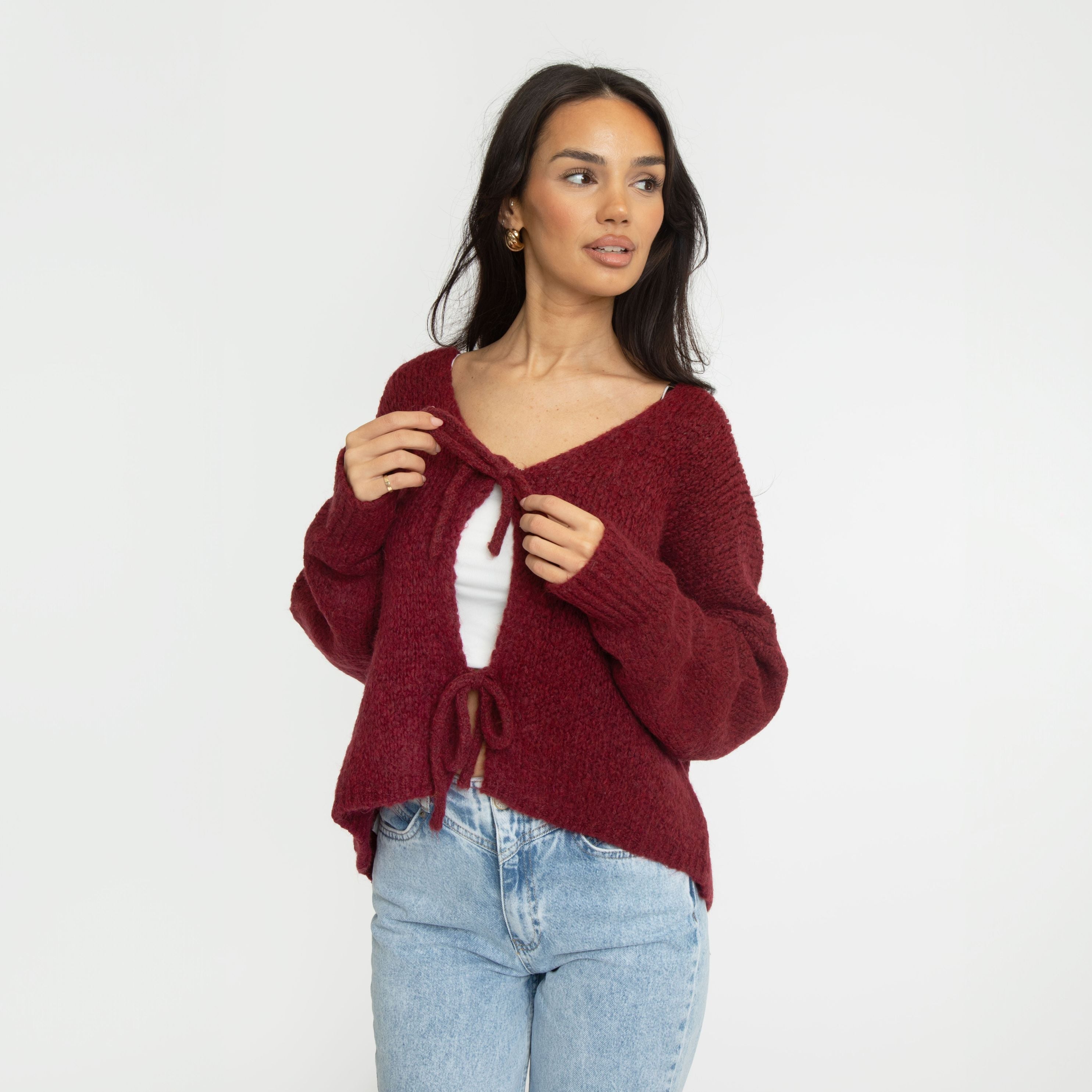 V-Neck Bow Cardigan