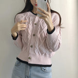 Women's button-up colour-block cardigan – Soft and trendy