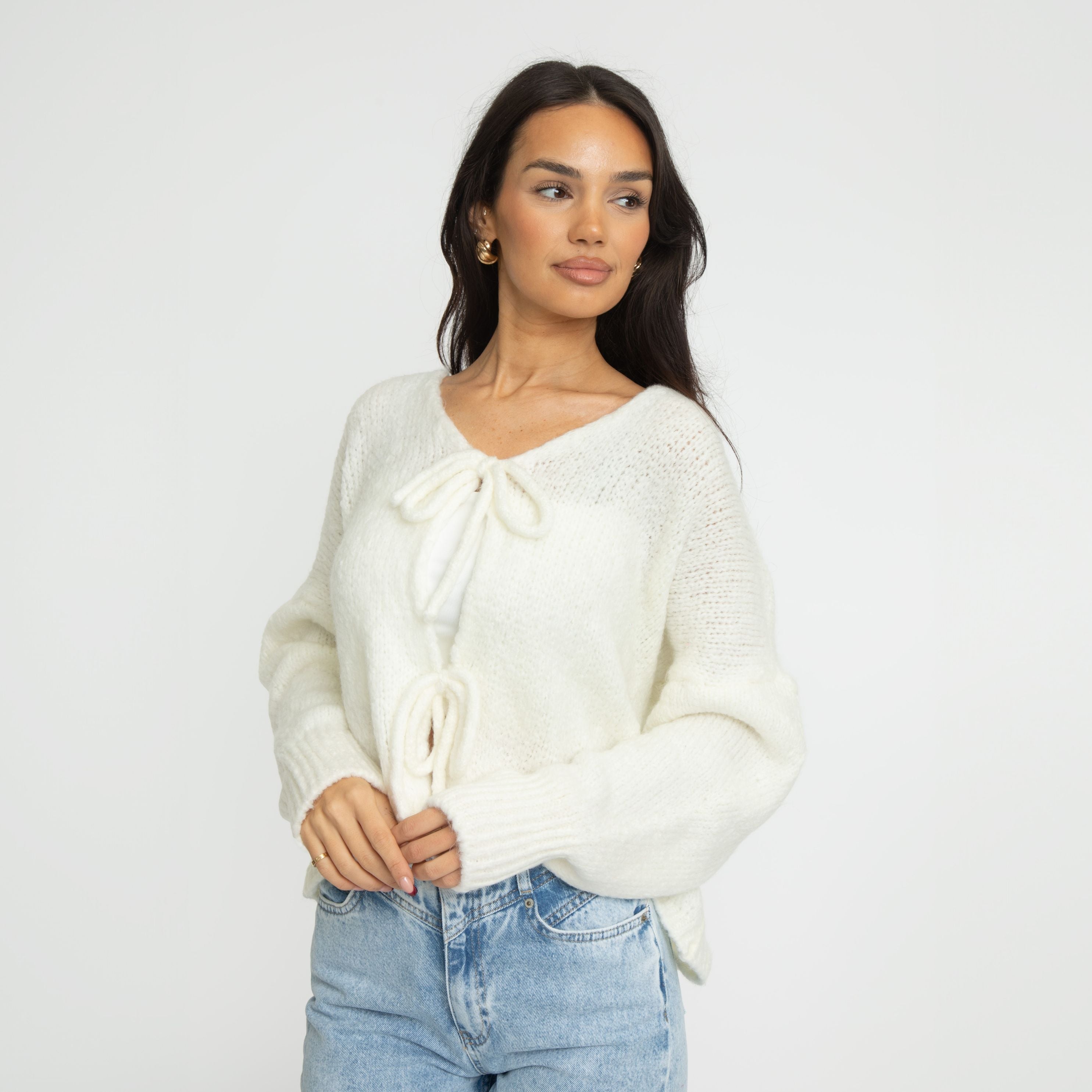 V-Neck Bow Cardigan