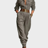 Magda - Cotton and Linen Long Sleeve Jumpsuit