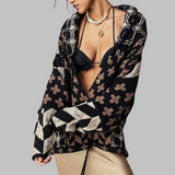 Geometric long women's cardigan - Bold and colourful